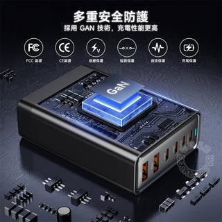 六合一充電站|100W快充 GaN氮化鎵 200W總 相容於 Quest/ROG/Deck/筆電 DUCKBROS Brand