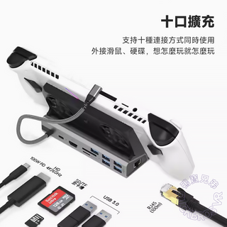 多功能擴充底座 十合一 散熱風扇PRO版 主機/螢幕擴展座 |適用 Steam Deck/ROG Ally X DUCKBROS Brand