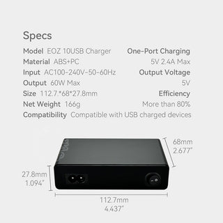 鴨寶牌|60W 十口USB充電座|相容於 Quest 3/3S/Tundra/VIVE Tracker DUCKBROS Brand