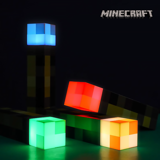 Minecraft 麥塊|四色火炬燈 充電式夜燈| 第三方周邊 Minecraft