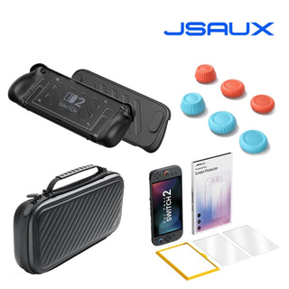 預購 JSAUX 入門保護套組|相容於 NS Switch 2 保護殼 收納包 搖桿帽 螢幕貼膜 任天堂 配件 JSAUX