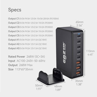 EOZ 268W HUB 八合一充電站|充電器 相容於 Quest 3/3S/Tundra/VIVE Tracker Tundra Tracker / EOZ