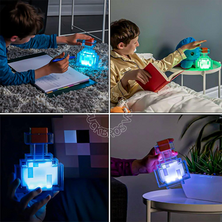 Minecraft 創造の神になろう｜ポーションボトルランプ 8色に変化する充電式ナイトライト