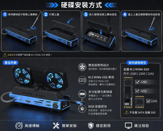 十合一 可拆式 擴充底座 丨相容於 Switch 2/ROG/Steam Deck/MSI 風扇 USB 硬碟 DUCKBROS Brand