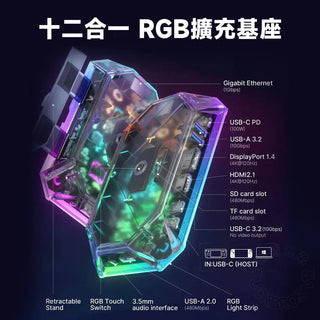 JSAUX 幾碩 12合一 RGB擴充底座丨相容於 Steam Deck/OLED/ROG Ally X JSAUX