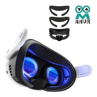 In stock｜AMVR Meta Quest 3 three-in-one leather mask, ice silk mask｜Enhanced light shading, ventilation and anti-fog, three-stage adjustable