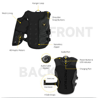 bHaptics TactSuit X40 VR Feedback Vest Body Suit｜Applicable to Meta Quest, Valve Index, VIVE