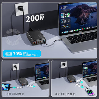 六合一充電站 200W GaN氮化鎵