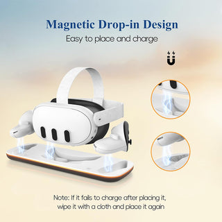 Magnetic charging stand | Compatible with Meta Quest 3 | Type-C fast charging, rechargeable handle, light effect display, free rechargeable battery