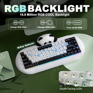 YUNZII C68 Panda Mechanical Keyboard｜White model comes with transfer stickers 