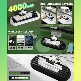 YUNZII C68 Panda Mechanical Keyboard｜White model comes with transfer stickers 