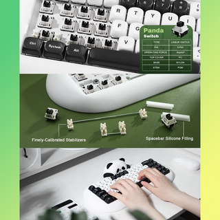 YUNZII C68 Panda Mechanical Keyboard｜White model comes with transfer stickers 