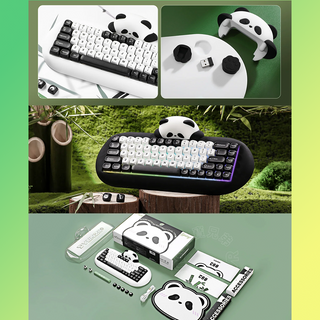 YUNZII C68 Panda Mechanical Keyboard｜White model comes with transfer stickers 