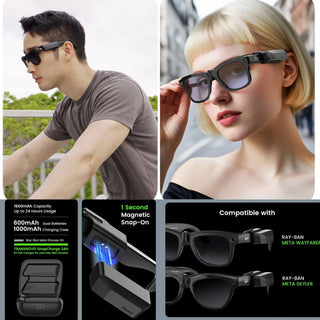預購 Transnovo AI 眼鏡磁吸隨身充｜相容於 Ray-Ban Wayfarer / Skyler 眼鏡 AR DUCKBROS VR