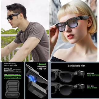 預購 Transnovo AI 眼鏡磁吸隨身充丨相容於 Ray-Ban Meta Wayfarer/Skyler 眼鏡 Transnovo